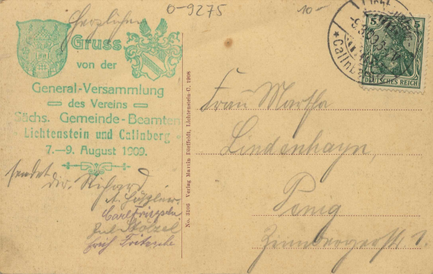 Alter Briefumschlag mit einer deutschen Briefmarke von 1909, frankiert "Österreich - Deutschland - Deckblatt nach Deutschland - 7. August 1909".