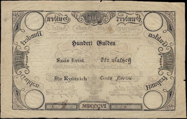 Deutsche 100-Pfennig-Banknote mit schwarzem Hintergrund und einem Männerporträt, mit der Aufschrift "100 Pfennig."