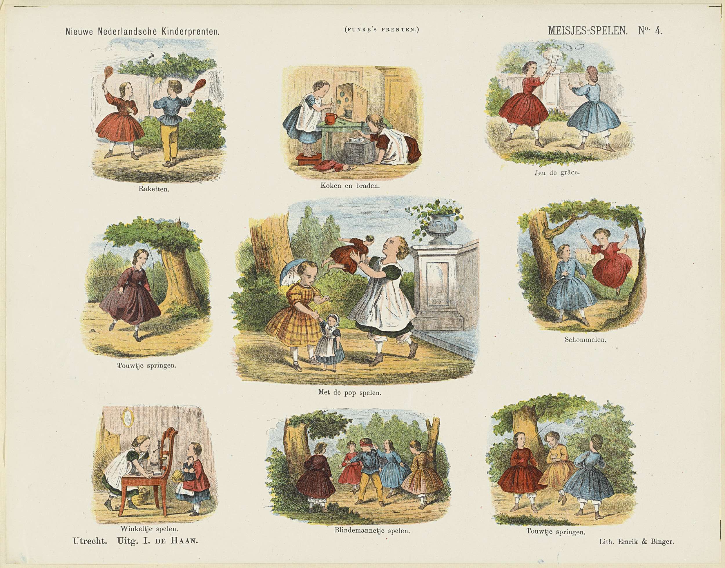 Ein Kinderbuch mit Bildern von Kindern, die im Park spielen, umgeben von Bäumen und Gegenständen, sowie begleitendem Text.