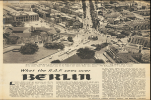 Alte Zeitung mit Schwarz-Weiß-Foto einer Stadtlandschaft