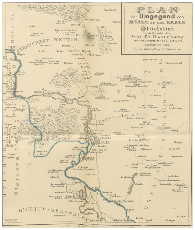 Eine 19. Jahrhundert-Karte des Deutschen Reichs, die den Rhein Fluss hervorhebt, mit begleitendem Text.