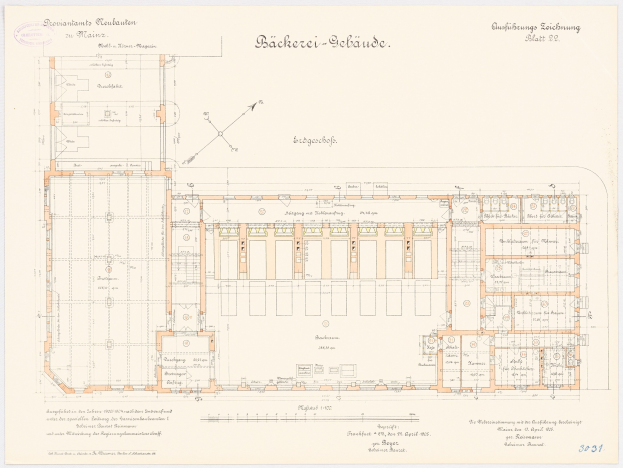 Schwarz-weißer Architekturplan des Reichstagsgebäudes mit beschrifteten Räumen, Fluren, Fenstern und Türen.